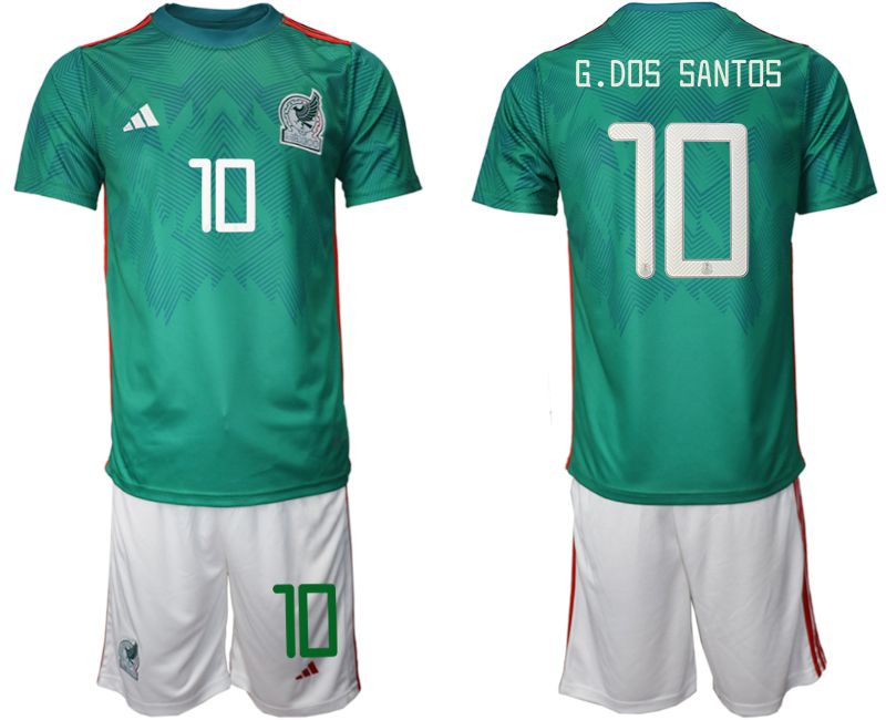 Men 2022 World Cup National Team Mexico home green 10 Soccer Jersey